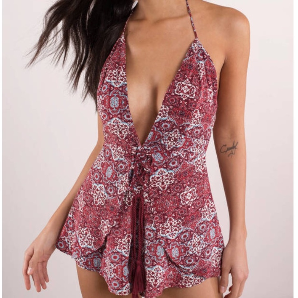 NWT - Red plunge romper